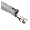 Cable Cover Ø 20 mm, plaited cable sock with zipper, 1.5 m, grey