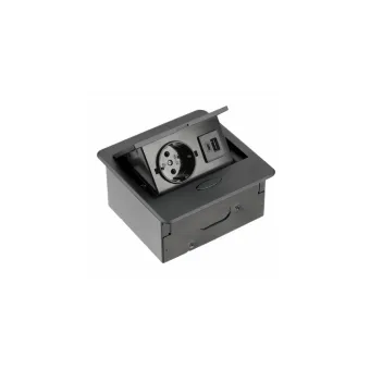 AVARO pull-out power socket, 1xSchuko, 2xUSB A, cable L1.5m, black