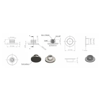 Fixing cap, for hinge "Easy", M6, 20x9mm, stainless steel, black
