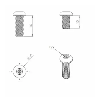 Varžtai lankstui EASY M6x10mm, ir M6x16mm, nerūdijantis plienas, juoda