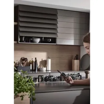 Module with blinds FLIPDOOR white 900x780x373mm black MDP/black glossy