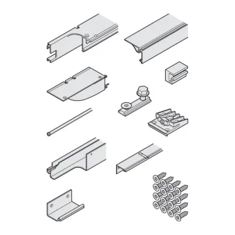 Profilių komplektas HAWA Folding Concepta III 2 durims, aliuminis, dešinė