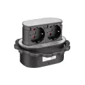 Socket Element Pop-Up, Lowerable, 2xSchuko, cable L2000mm, stainless steel