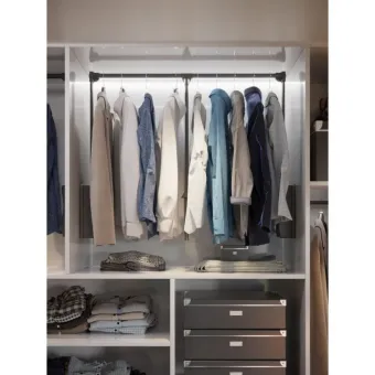 Pull-down wardrobe rail W645mm-910mm, gray