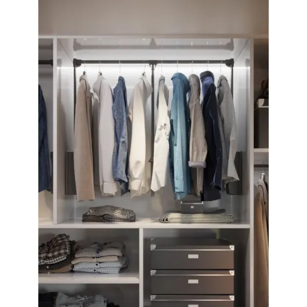 Pull-down wardrobe rail W645mm-910mm, gray