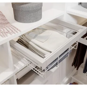 Drawer with wire basket W600mm with soft closing, white