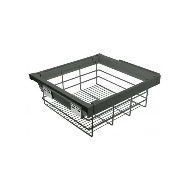 Drawer with wire basket W700mm with soft closing, gray anthracite