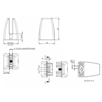 Laikiklis stalo pertvarai prisukamas 4-8mm, matinis chromas
