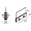 Glass panel holder L1000mm black