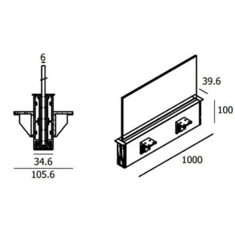 Glass panel holder L1000mm black