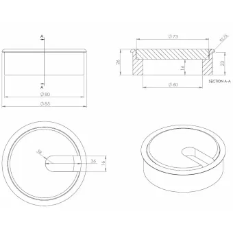 Lizdas laidams medinis, D80x23mm, ąžuolas nelakuotas