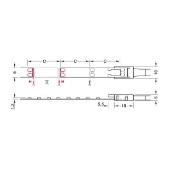 ED strip light, Häfele Loox5 Eco LED 3071 24 V 8 mm 2-pin (monochrome), 4.8 W/m, WW, 30K