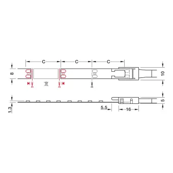 LED strip light, Häfele Loox5 Eco LED 3073 24 V 8 mm, 14.4 W/m 40K, 5m