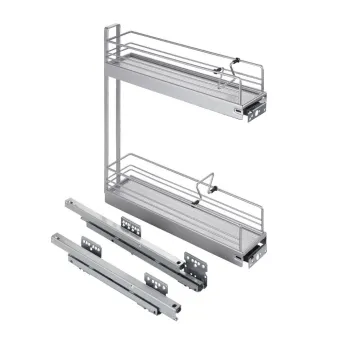 Pull-out No.15, for base unit, mounted on right, full extension with self-soft closing, 150mm, Classic, grey