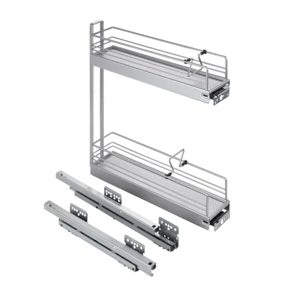 Pull-out No.15, for base unit, mounted on right, full extension with self-soft closing, 150mm, Classic, grey