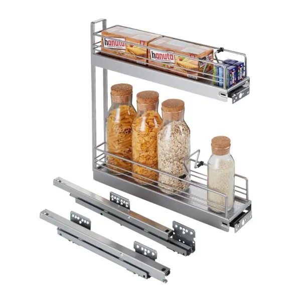 Pull-out No.15, for base unit, mounted on right, full extension with self-soft closing, 150mm, Classic, grey