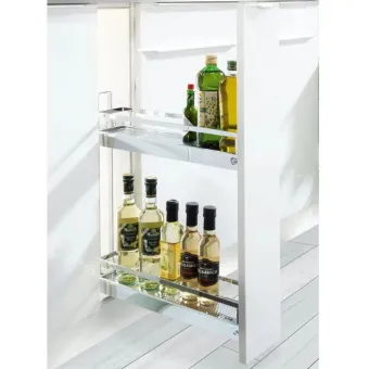 Pull-out No.15, for base unit, mounted on right, full extension with self-soft closing, 150mm, Style, chrome