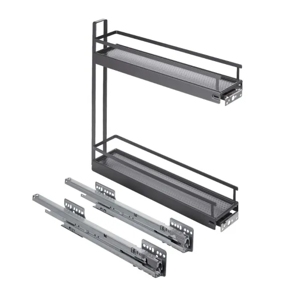 Pull-out No.15, for base unit, mounted on right, full extension with self-soft closing, 150mm, Style, anthracite