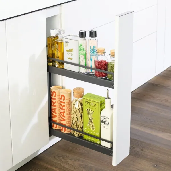 Pull-out No.15, for base unit, mounted on right, full extension with self-soft closing, 150mm, Style, anthracite