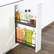 Pull-out No.15, for base unit, mounted on right, full extension with self-soft closing, 150mm, Style, anthracite