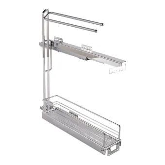 Krepšys CARGO šoninis No.15, su rankšluostine, dešinės pusės, P150mm, pilno ištraukimo su švelniu uždarymu/pritraukimu, Classic, chromas