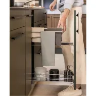 Pull-out No.15, with towel rails, for base unit, mounted on right, full extension with self-soft closing, 150mm, Classic, chrome