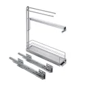 Pull-out No.15, with towel rails, for base unit, mounted on right, full extension with self-soft closing, 150mm, Classic, grey
