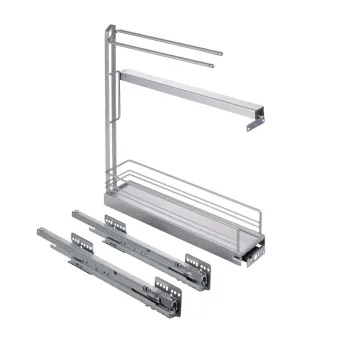 Krepšys CARGO šoninis No.15, su rankšluostine, dešinės pusės, P150mm, pilno ištraukimo su švelniu uždarymu/pritraukimu, Classic, pilka