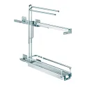 Pull-out No.15, with towel rails, for base unit, mounted on right, full extension with self-soft closing, 150mm, Style, chrome