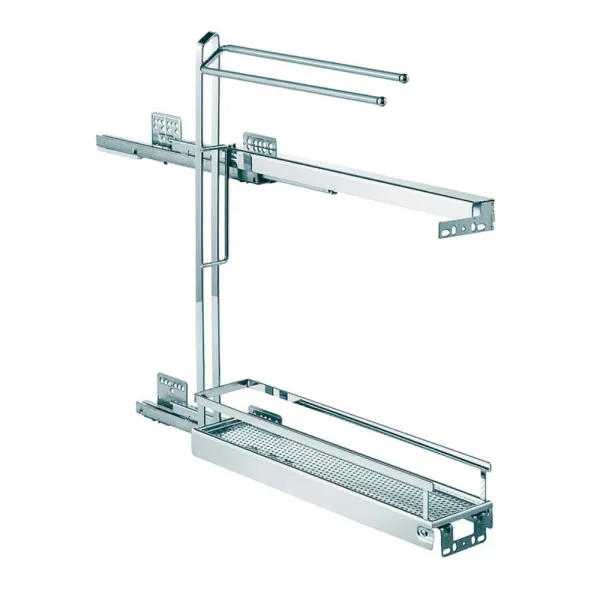 Pull-out No.15, with towel rails, for base unit, mounted on right, full extension with self-soft closing, 150mm, Style, chrome
