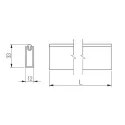 Rectangular rail with silicone protection, 30x12mm, L3000mm, black matt