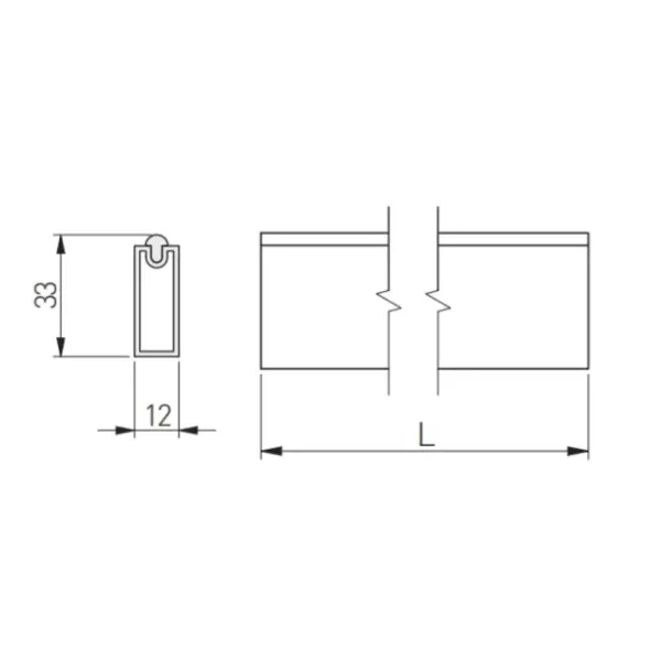 Vamzdis stačiakampis su silikonine apsauga, 30x12mm, L3000mm, juoda matinė