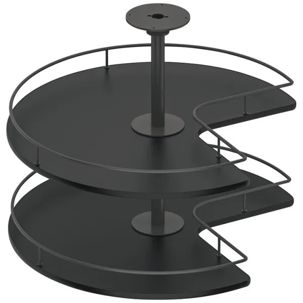 Three quarter circle carousel fitting, Häfele, for corner cabinets, with baskets/shelves