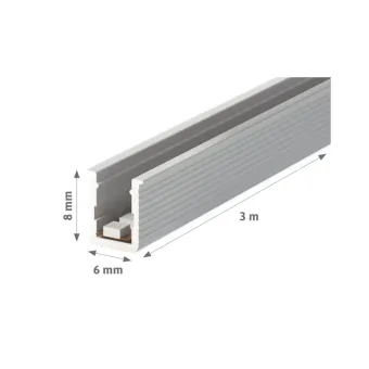 Profilis įfrezuojamas su Freecut LED juosta, 6x8mm, L3000mm, 24V, 8W/m, šilta balta šviesa 3000K