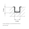 Profilis įfrezuojamas su Freecut LED juosta, 6x8mm, L3000mm, 24V, 8W/m, šilta balta šviesa 3000K