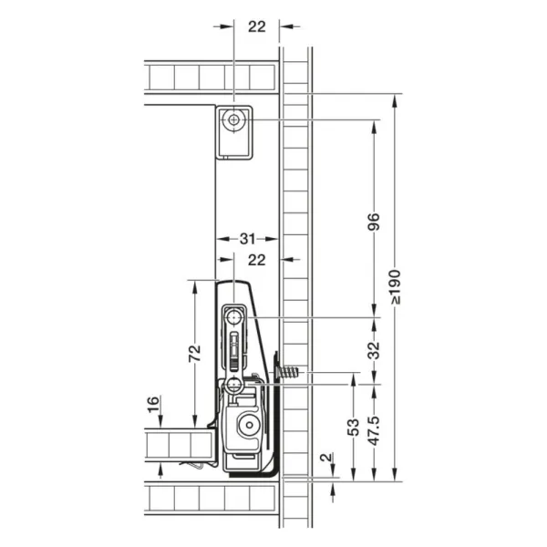 Stačiakampiai paaukštinimai stalčiui Matrix Box P Plus, metaliniai prisukami L450mm, pilka