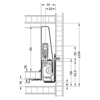 Drawer system Matrix Box P Plus, 70kg, metallic silver, 16/115/650mm