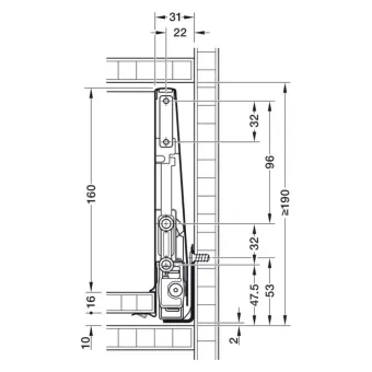 Stalčių šonai Matrix Box P Plus, H180mm, L550mm, 70kg, pilka metallic