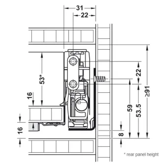 Drawer system Matrix Box P Plus, 40kg, metallic silver, 16/60/550mm