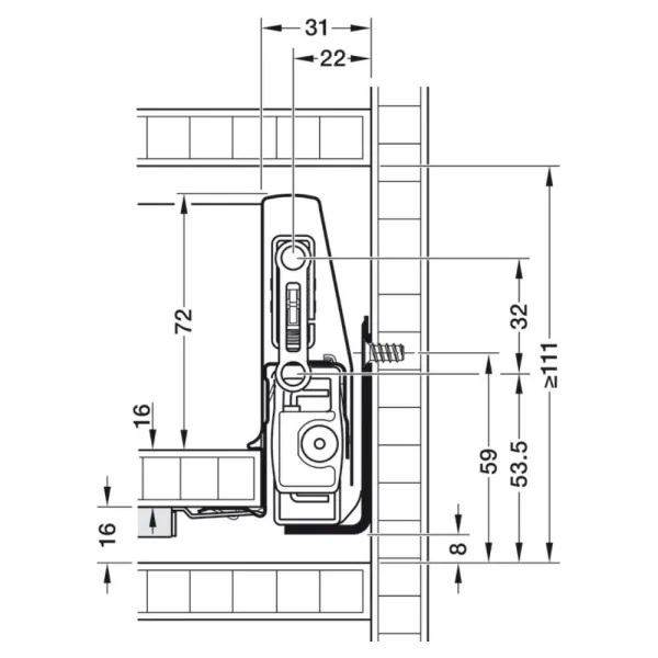 Stalčių šonai Matrix Box P Plus, H92mm, L350mm, 40kg, švelnaus uždarymo, pilka