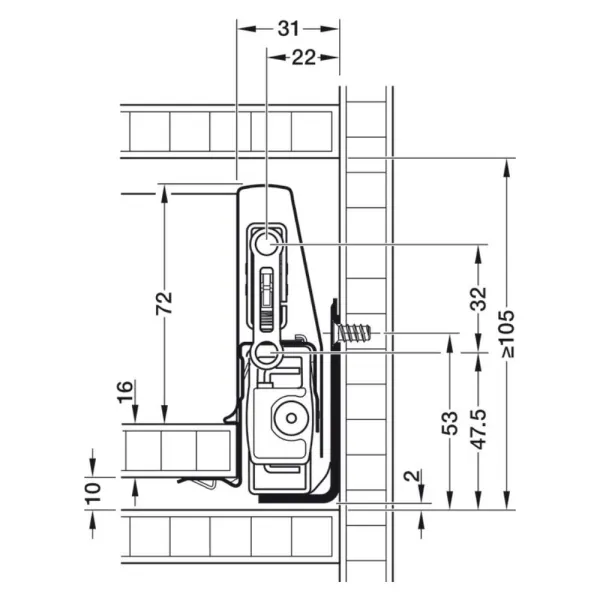 Stalčių šonai Matrix Box P Plus, H92mm, L400mm, 40kg, švelnaus uždarymo, pilka