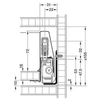 Stalčių šonai Matrix Box P Plus, H92mm, L450mm, 40kg, švelnaus uždarymo, pilka
