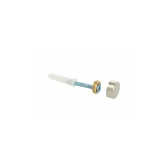 Brass Mirror Caps (4 pcs.) Ø15mm, with locator, wall plug, screw Ø4x40mm, stainless steel