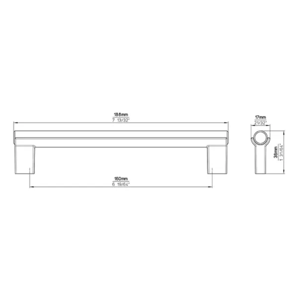 Furniture handle L160mm steel/nut