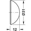 Wall mounted door stop, for glue fixing, plastic
