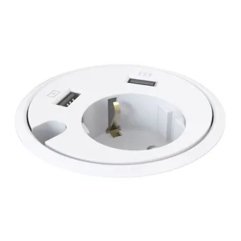 Power distributing unit PowerDot 14 1xF, 2xUSB-A chargers, 1 cable through, cable L1500mm, white