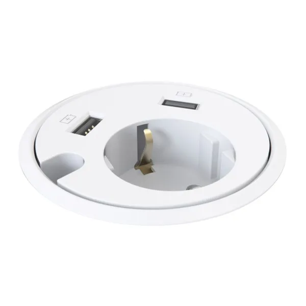 Power distributing unit PowerDot 14 1xF, 2xUSB-A chargers, 1 cable through, cable L1500mm, white
