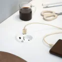 Rozečių blokas PowerDot 1xF, 2xUSB-A krovikliai, 1 kanalas laidui, laidas L1500mm, baltas