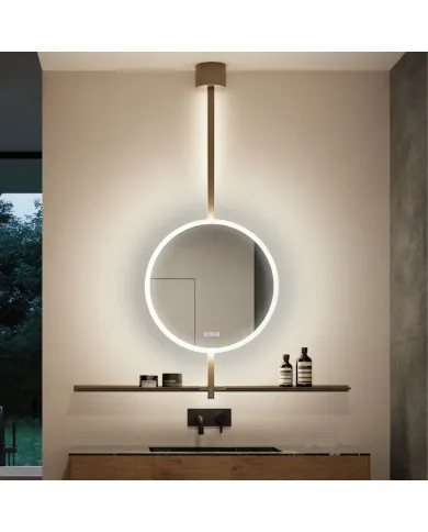 Veidrodis LED apšvietimu IO-S, apvalus, Ø600mm, 220V/65W tamsi bronza