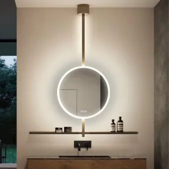 Veidrodis LED apšvietimu IO-S, apvalus, Ø600mm, 220V/65W tamsi bronza
